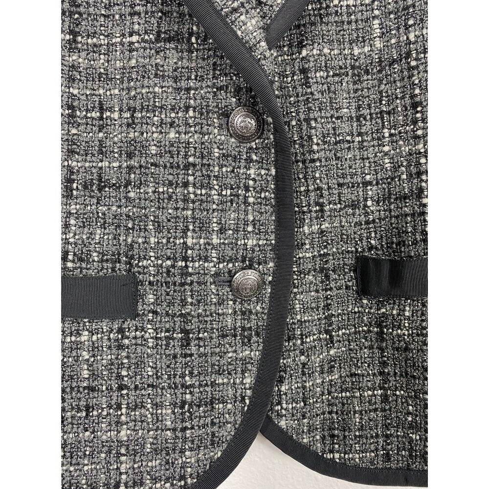 Brooks Brothers Bouclé Blazer Jacket Check Gray Black Women's Size 4 - Picture 6 of 16
